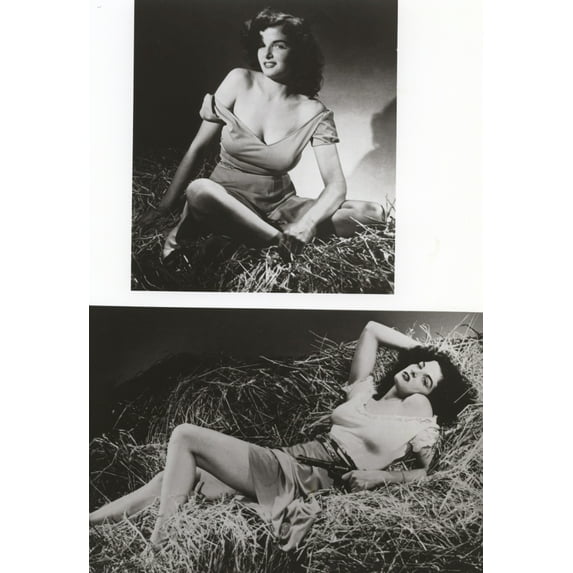 Jane Russell in a hay bale Photo Print (24 x 30)