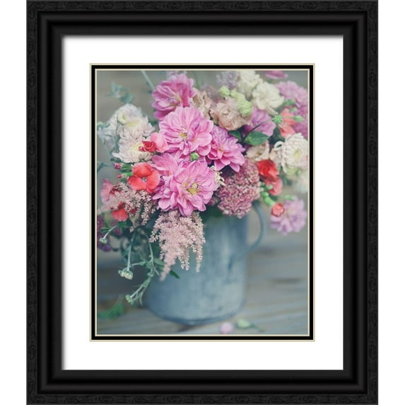 Jane, Sarah 20x24 Black Ornate Wood Framed with Double Matting Museum Art Print Titled - Spring Floral Arrangements