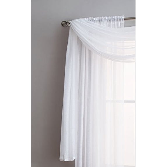 Jane - Semi-Sheer Window Scarf (54 x 144) - Elegant Home Decor Window Treatments - Add to Window Curtains for Enhanced Effect (Scarf 54x144, White)