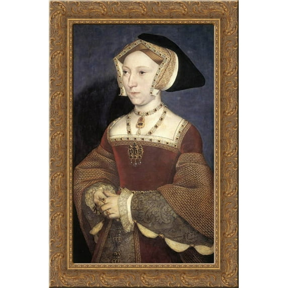 Jane Seymour, Queen of England 18x24 Gold Ornate Wood Framed Canvas Art by Holbein, Hans (Younger)