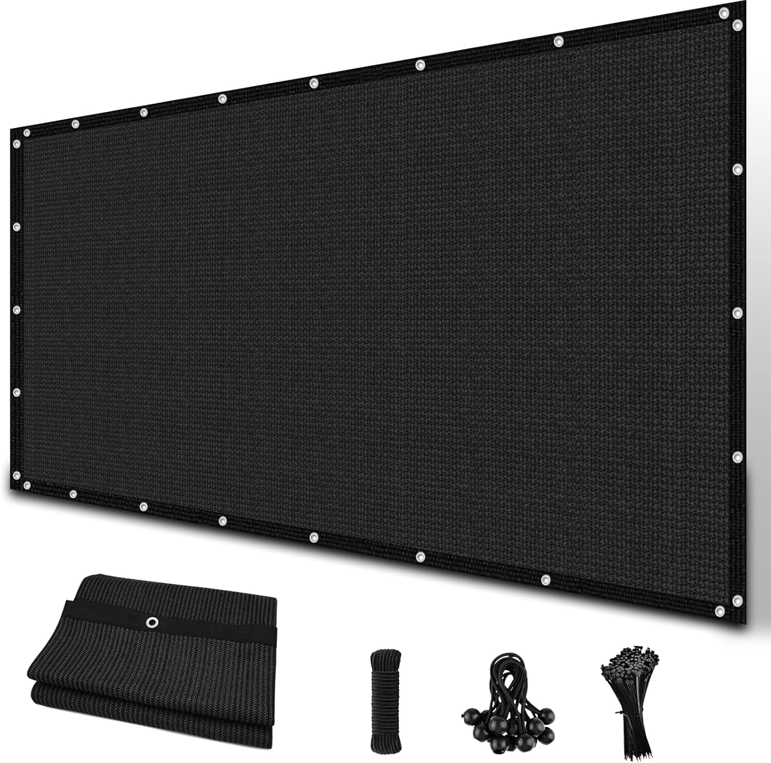Jane Stone 12'X12' Rectangular 200 GSM UV Protected 100% HDPE Shade Cloth with Grommets,90% UV Block Outdoor Canopy Screen,Black