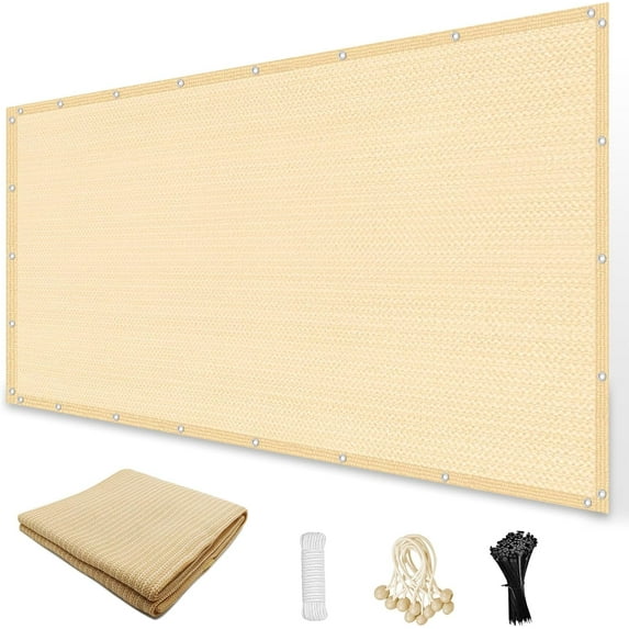 Jane Stone 12'X12' Rectangular 200 GSM UV Protected 100% HDPE Shade Cloth with Grommets,90% UV Block Outdoor Canopy Screen,Wheat