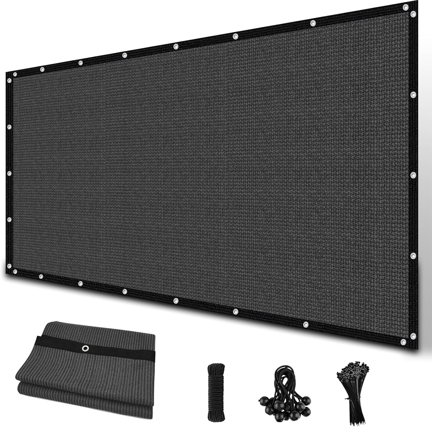 Jane Stone 12'X16' Rectangular 200 GSM UV Protected 100% HDPE Shade Cloth with Grommets,90% UV Block Outdoor Canopy Screen,Dark Gray
