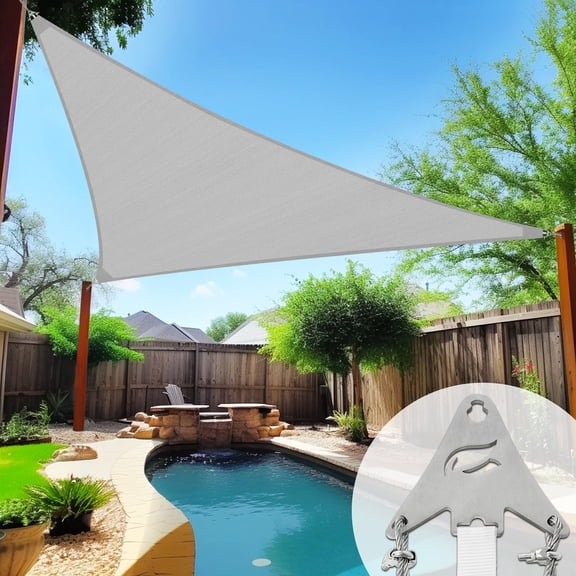 Jane Stone 20'X20'X20'Sun Shade Sail Canopy Steel Wire Rope Reinforced Shade Cloth for Patio - Triangle Canopy Tent，Light Grey