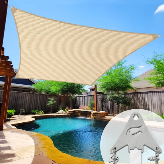Jane Stone 20'X26' Sun Shade Sail Canopy Steel Wire Rope Reinforced Shade Cloth for Patio - Rectangle Canopy Tent,Beige