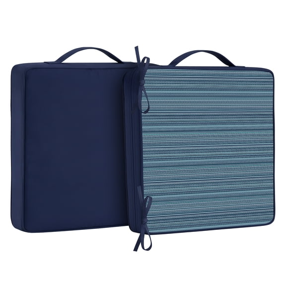 Jane Stone 2pcs Outdoor Seat Cushions with handle and Ties, 18.5" x 16" x 3" Water-resistant Outdoor Seat Pads Extra Thick Patio Chair Cushions for Patio Furniture - Navy Blue