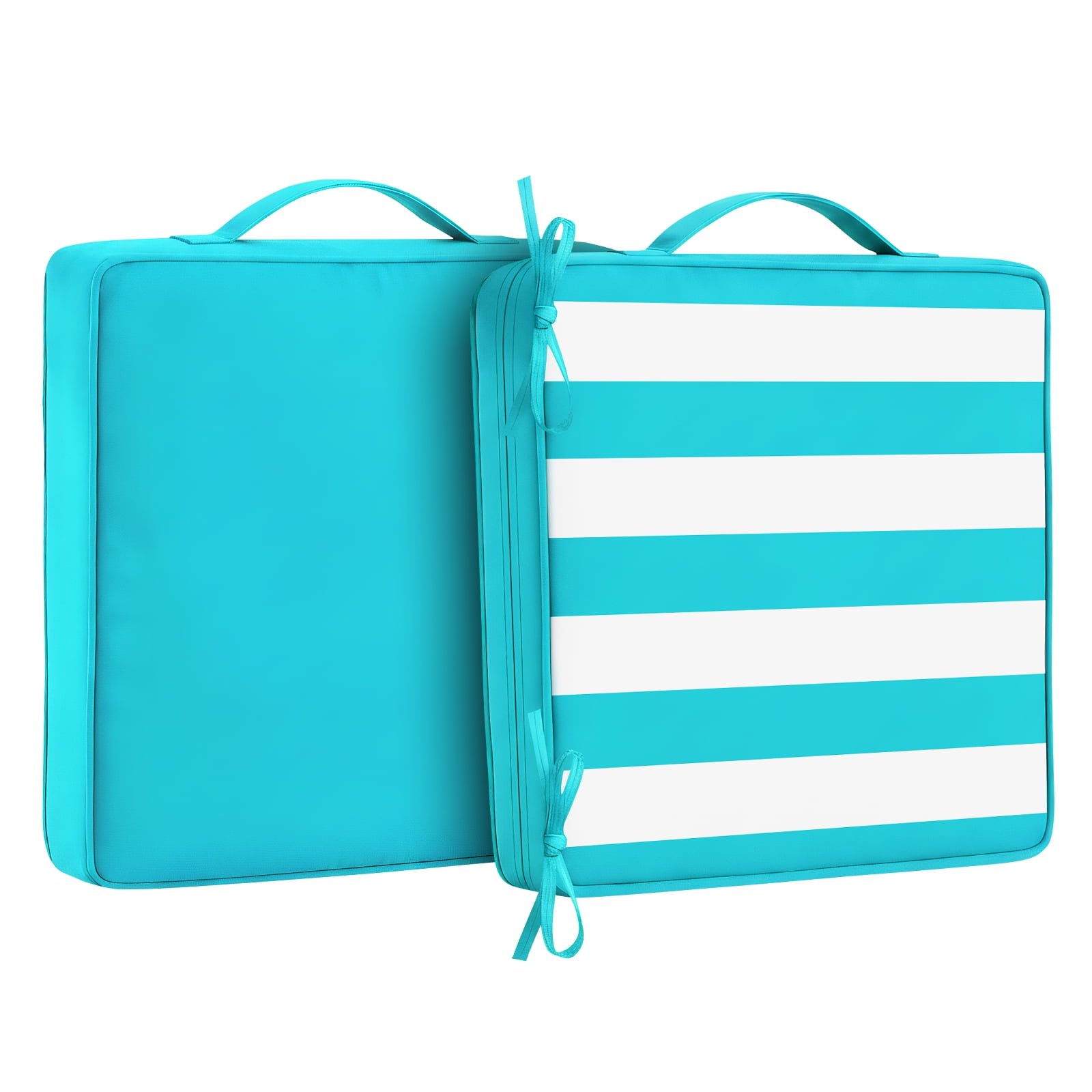 Jane Stone 2pcs Outdoor Seat Cushions with handle and Ties, 18.5" x 16" x 3" Water-resistant Outdoor Seat Pads Extra Thick Patio Chair Cushions for Patio Furniture - Tear