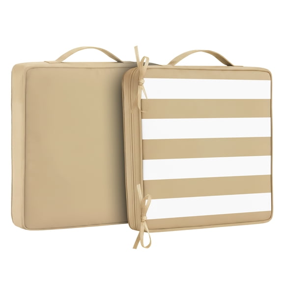 Jane Stone 2pcs Outdoor Seat Cushions with handle and Ties, 19" x 19" x 3" Water-resistant Outdoor Seat Pads Extra Thick Patio Chair Cushions for Patio Furniture - Beige,