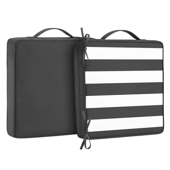 Jane Stone 2pcs Outdoor Seat Cushions with handle and Ties, 19" x 19" x 3" Water-resistant Outdoor Seat Pads Extra Thick Patio Chair Cushions for Patio Furniture - Dark Grey