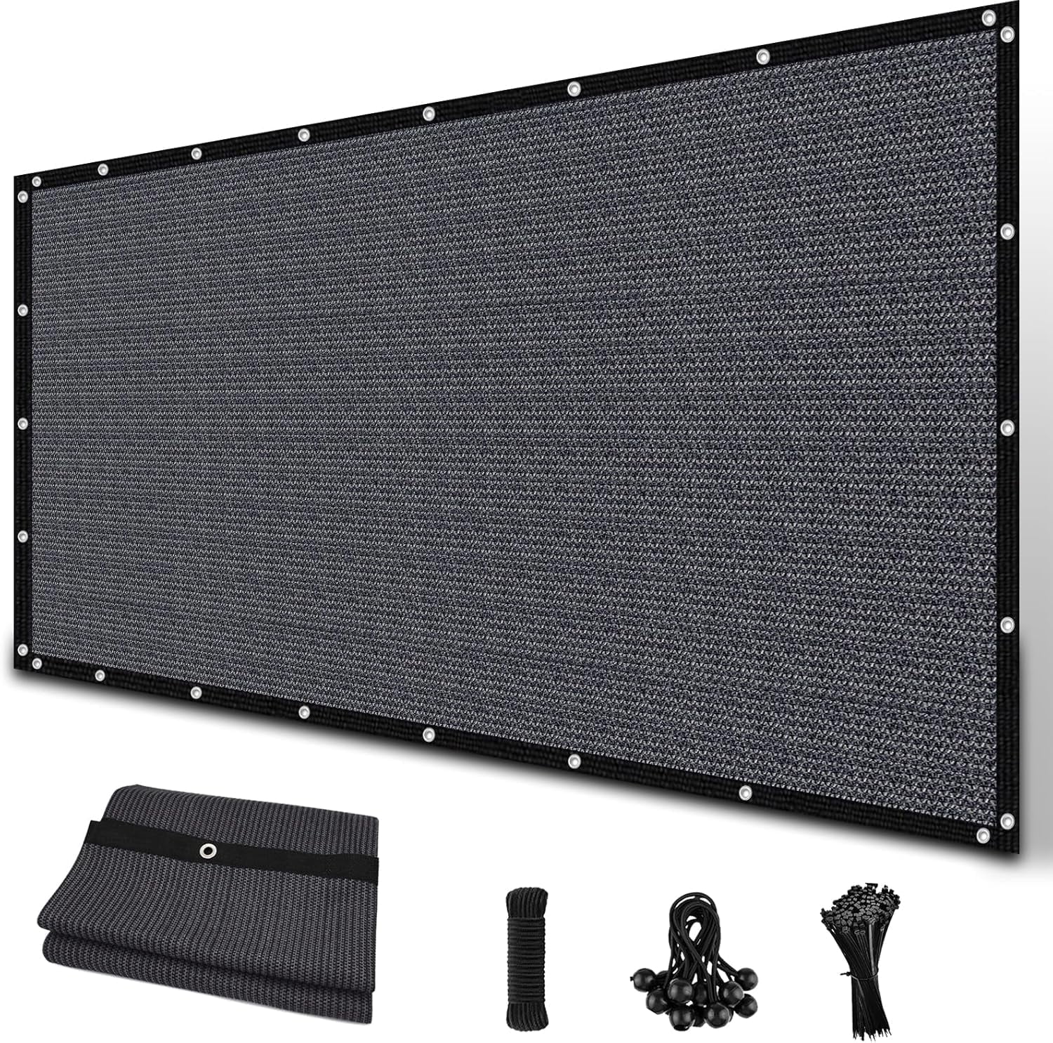 Jane Stone 5'X12' Rectangular 200 GSM UV Protected 100% HDPE Shade Cloth with Grommets,90% UV Block Outdoor Canopy Screen,Blue Gray