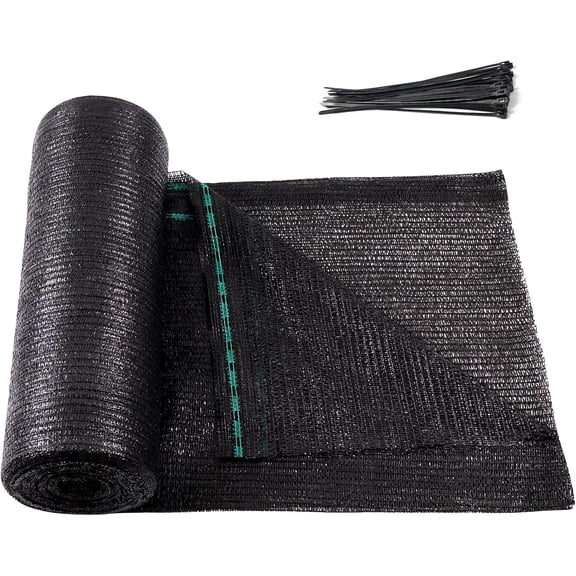 Jane Stone 50% Eyelets Shade Cloth Roll 5'10" x 100 FT Cuttable Sun Shade Mesh Tarp UV Resistant Screen Cover for Garden, Patio, Greenhouse, Kennel, Canopy, Black