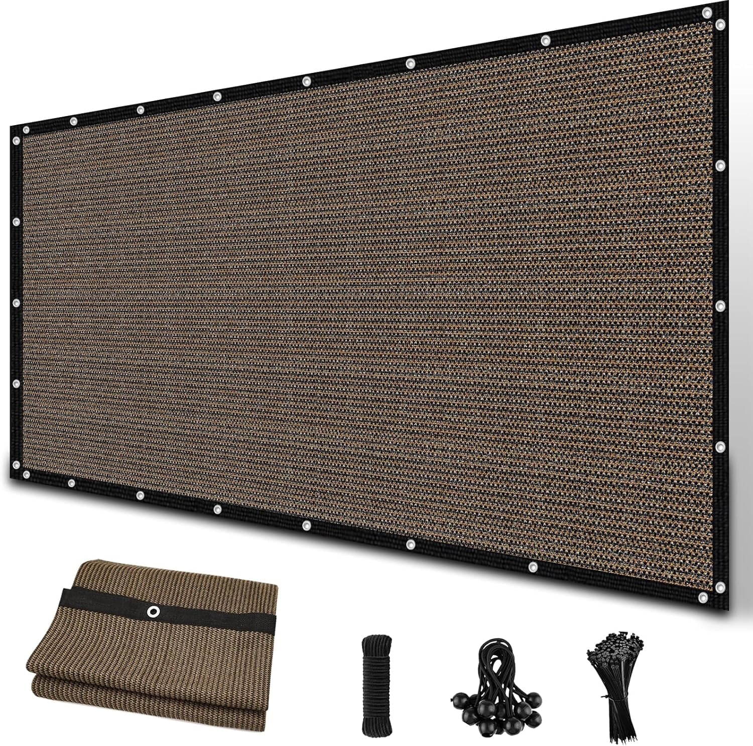 Jane Stone 6'X10' Rectangular 200 GSM UV Protected 100% HDPE Shade Cloth with Grommets,90% UV Block Outdoor Canopy Screen,Mocha