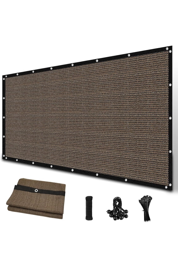 6'X10' Rectangular 200 GSM UV Protected 100% HDPE Shade Cloth with Grommets,90% UV Block Outdoor Canopy Screen,Mocha