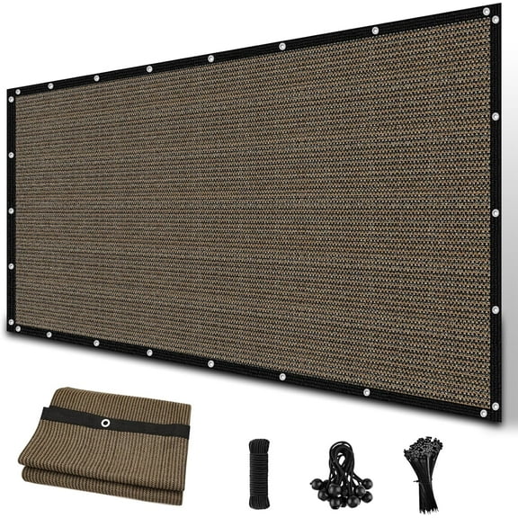 Jane Stone 6'X20' Rectangular 200 GSM UV Protected 100% HDPE Shade Cloth with Grommets,90% UV Block Outdoor Canopy Screen,Mocha