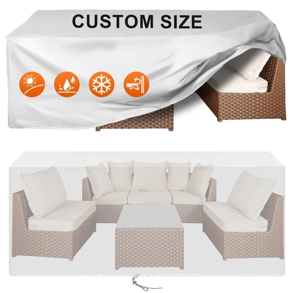 Jane Stone Custom Size 84"x40"x28" Rectangular Patio Furniture Cover,Heavy Duty 420D Oxford PU Coated Waterproof Outdoor Table & Chair Cover,UV Resistant,Silver