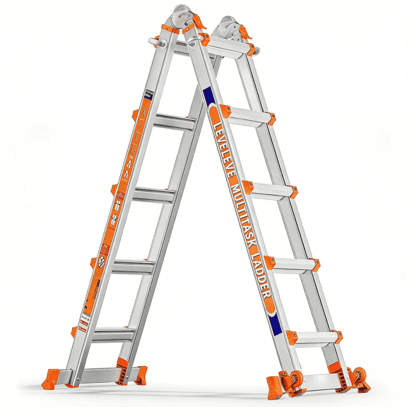 Jane Stone A Frame 5 Step Ladder Extension, 17 Ft Anti-Slip Multi Position Ladder, Storage Folding Ladder, 330 lbs Security Load Telescoping Aluminum Ladders for Stairs Home Indoor Outdoor Roof