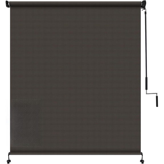 Jane Stone 8'W x 8'H Rectangle 22% Polyester & 78% PVC Cordless Roll up Outdoor Roller Shade,95% UV Protection for Porch,Mocha