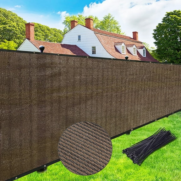 Jane Stone Fence Privacy Screen 5’X 50' Fence Commercial Shade Cover with Brass Grommets Heavy Duty Perfect for Outdoor Back Yard-Brown