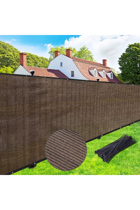 Fence Privacy Screen 5’X 50' Fence Commercial Shade Cover with Brass Grommets Heavy Duty Perfect for Outdoor Back Yard-Brown
