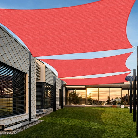Jane Stone Sun Shade Sail 10'X10 Curved Edge Outdoor Shade Canopy Sand Breathable 95% UV Block Shade Cloth for Patio Garden Backyard -Scarlet