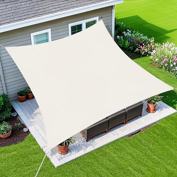 Jane Stone 10'X13' Rectangular 185 GSM HDPE Curved Edge Sun Sail,95% UV Block Breathable Canopy for Patio Garden Backyard,Cream