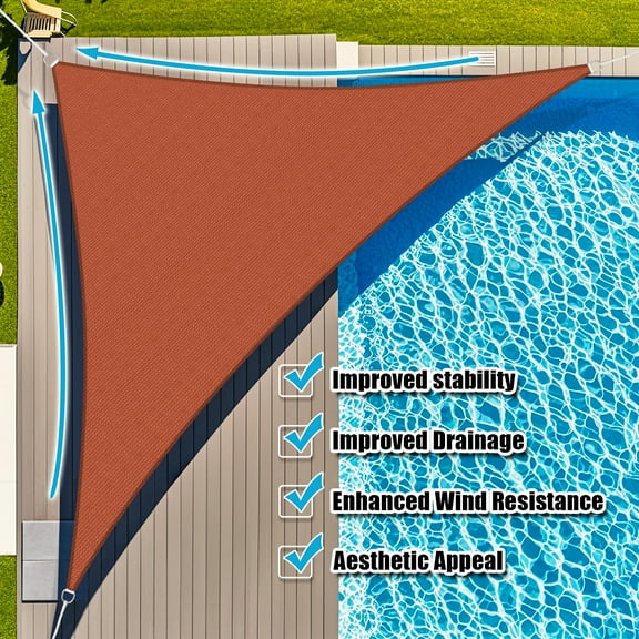 Jane Stone Sun Shade Sail Canopy 12'X12'X12'Triangle Shade Cloth Canopy Tent for Outdoor UV Protection,Rust Red