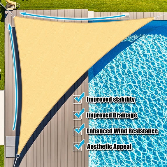 Jane Stone Sun Shade Sail Canopy 12'X12'X12'Triangle Shade Cloth Canopy Tent for Outdoor UV Protection,Sand