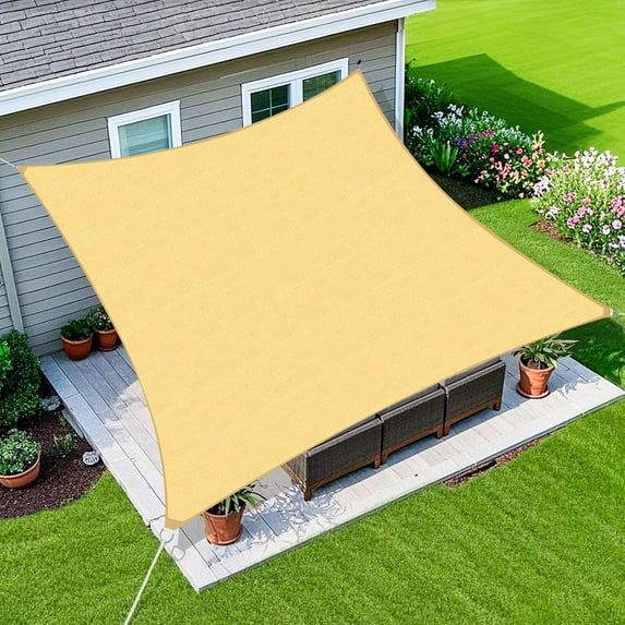 Jane Stone Sun Shade Sail 12'X16 Curved Edge Outdoor Shade Canopy Sand Breathable 95% UV Block Shade Cloth for Patio Garden Backyard -Beige