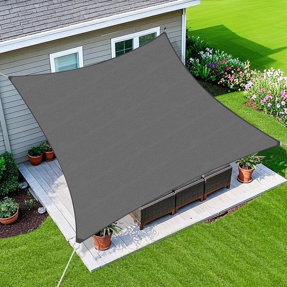 Jane Stone Sun Shade Sail 12'X16 Curved Edge Outdoor Shade Canopy Sand Breathable 95% UV Block Shade Cloth for Patio Garden Backyard -Dark Grey