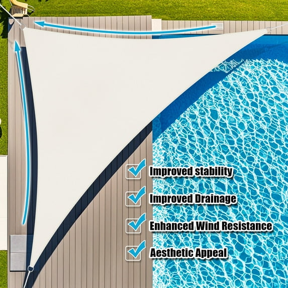 Jane Stone Sun Shade Sail Canopy 7'X7'X9.9'Customized Triangle Shade Cloth Canopy Tent for Outdoor UV Protection,Cream