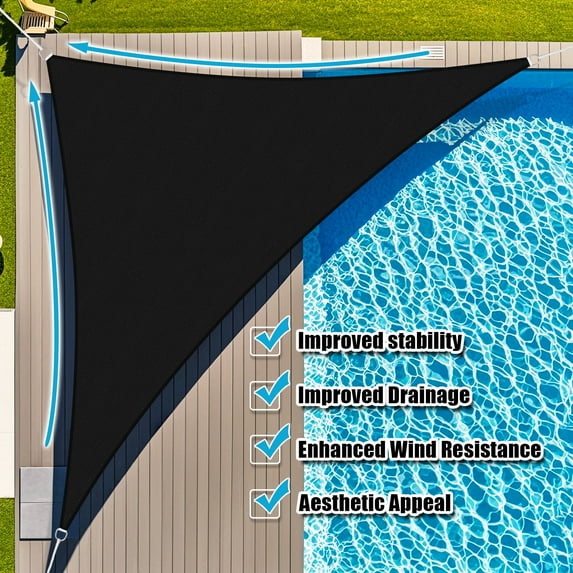 Jane Stone Sun Shade Sail Canopy 9'X12'X15'Customized Triangle Shade Cloth Canopy Tent for Outdoor UV Protection,Black