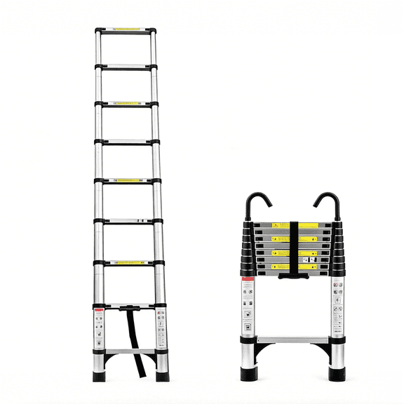 Jane Stone Telescoping Ladder 8.5 FT - Aluminum Telescopic Ladder - Retractable Extension Ladders for Home Loft Roof RV Work