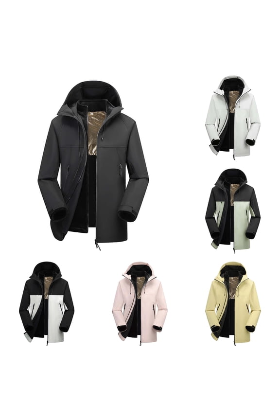 3-in-1 Waterproof Windproof Outdoor Jacket for Women, Detachable Liner, Hooded Color Block Warm Coat, 1 Piece, S-XXXL, Plus Size Friendly