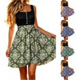 thumbnail image 1 of Jane Wardrobe Adjustable Side Tie Damask Print Flared Mini Apron Skirt Women Silky Satin Oktoberfest Bottom 1PC S-M-L, 1 of 4