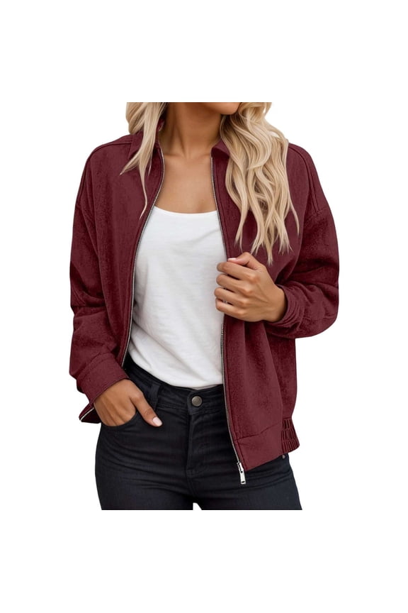Faux Suede Moto Biker Jacket for Women, Lapel Collar Oversized Zip, Elegant Fall Winter Outerwear, 1 Piece, S-XXL, Plus Size Friendly