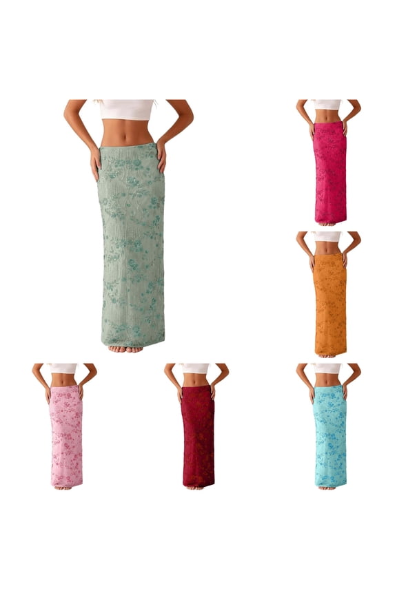 High Waist Floral Beaded Sequin Embroidery Bodycon Maxi Skirt Women Glossy Mesh Slim Party Club Long Skirt 1PC S-L Plus Size Friendly