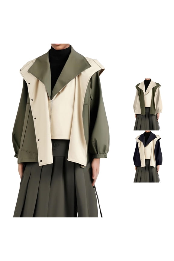 Mercerized Cotton Trench Jacket for Women, Korean Style Loose Fit, Casual Spring Fall Outerwear, 1 Piece, M-3XL, Plus Size Friendly