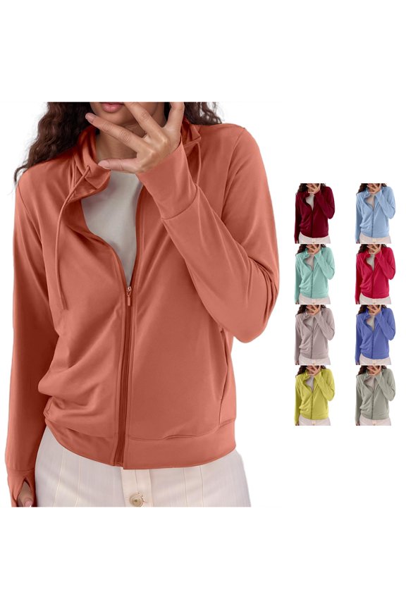 Mesh UV Protection Hooded Jacket for Women, Full Zip Long Sleeve, Breathable Summer Sun Protection Outerwear, 1 Piece, S-3XL, Plus Size Friendly