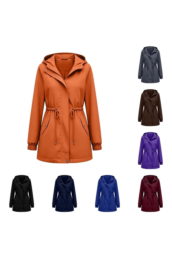 Oversized Hooded Zip Up Jacket for Women, Drawstring Hem, Casual Lightweight Nylon Outerwear with Pockets, 1 Piece, S-XXL, Plus Size Friendly