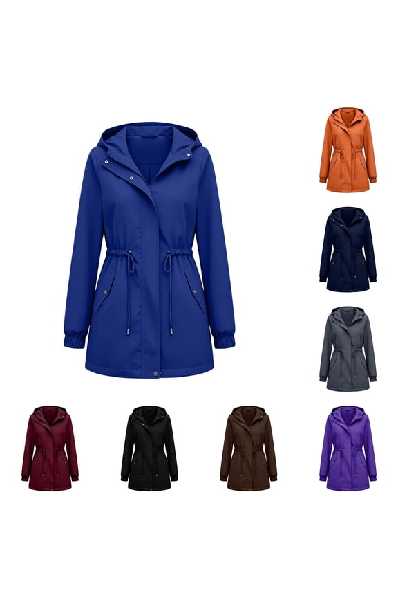Oversized Hooded Zip Up Jacket for Women, Drawstring Hem, Casual Lightweight Nylon Outerwear with Pockets, 1 Piece, S-XXL, Plus Size Friendly