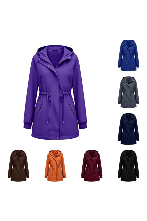 Oversized Hooded Zip Up Jacket for Women, Drawstring Hem, Casual Lightweight Nylon Outerwear with Pockets, 1 Piece, S-XXL, Plus Size Friendly
