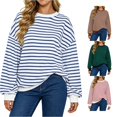 thumbnail image 1 of Jane Wardrobe Oversized Striped Crewneck Sweatshirt Women's Balloon Sleeve Layering Pullover 1PC S-XXL Plus Size Friendly, 1 of 4