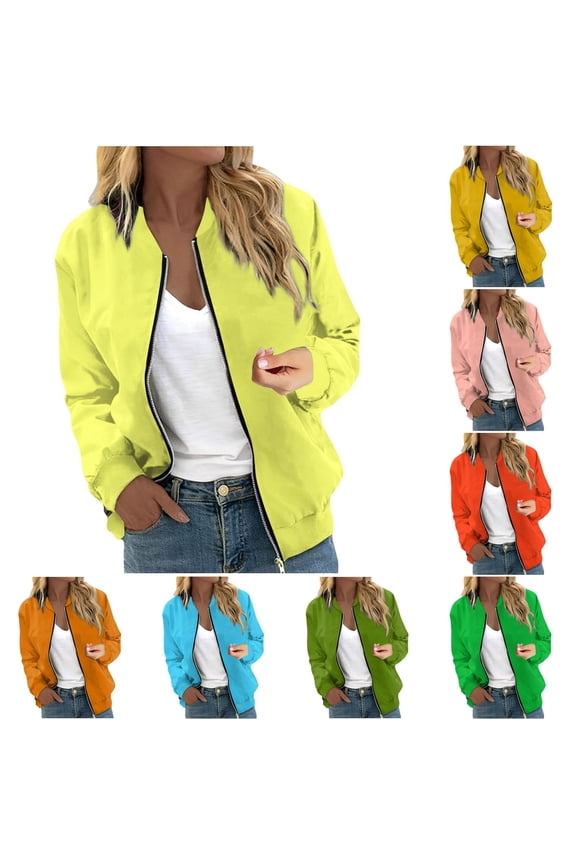 Pastel Varsity Baseball Jacket for Women, Ribbed Stand Collar Full Zip Long Sleeve, Cute Casual Preppy Outerwear, 1 Piece, S-XXL, Plus Size Friendly