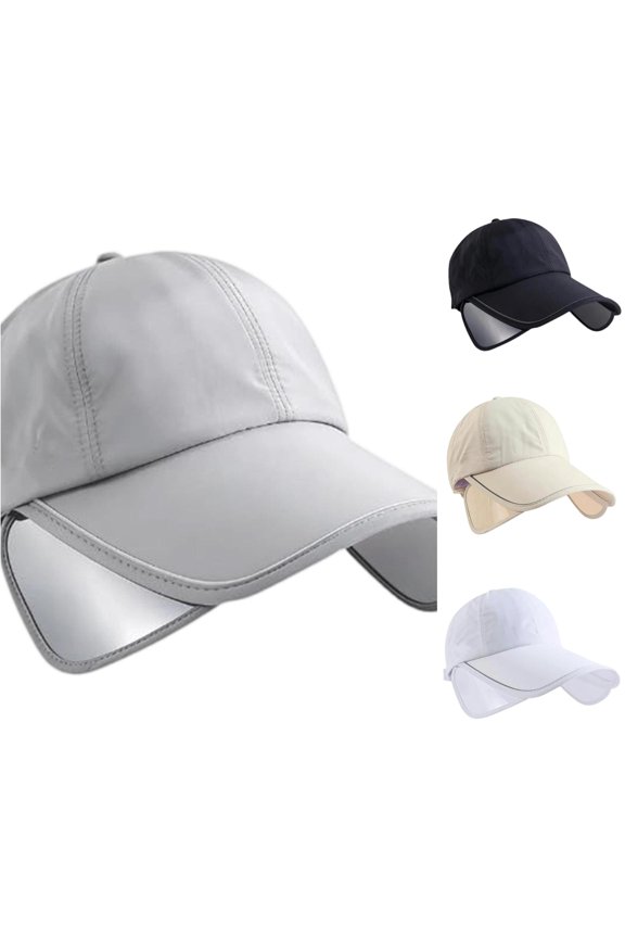 Ponytail Friendly Sun Hat with Retractable Brim, Ice Silk UPF 50+, Full Face UV Protection, 1 Piece, One Size