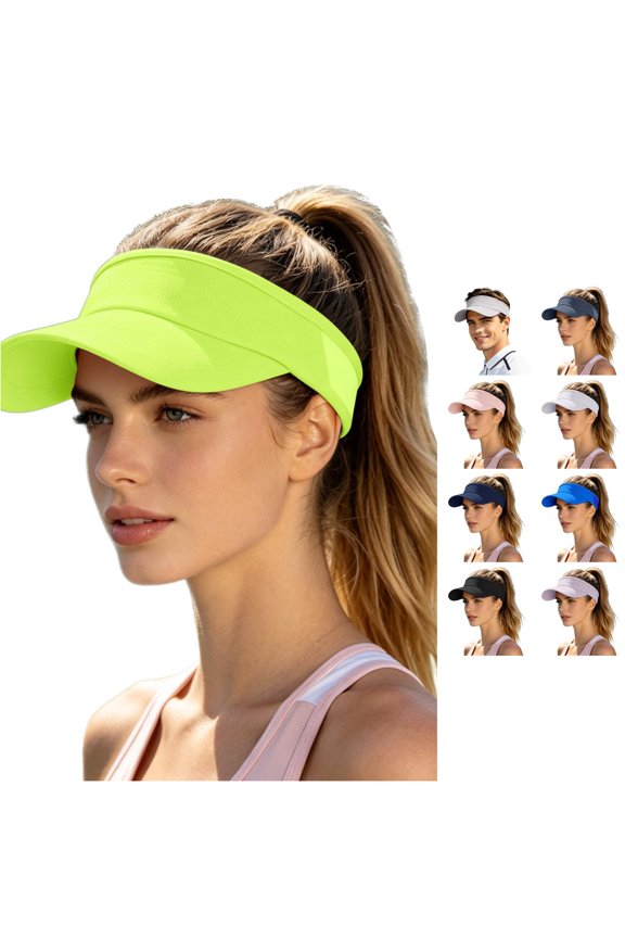 Ponytail Friendly Sun Visor Hat for Men Women, Wide Brim UV Protection, Lightweight Outdoor Hat, 1 Piece, One Size