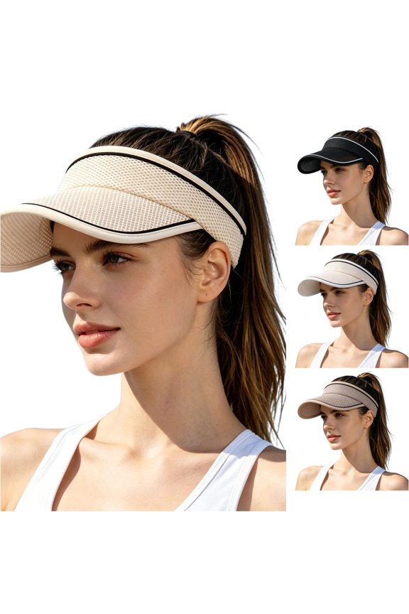Ponytail Sun Visor Hat for Women Men, Wide Brim UV Protection, Breathable Mesh Sports Hat, 1 Piece, One Size