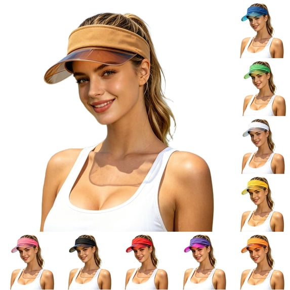 Jane Wardrobe Transparent Brim Sun Visor Hat for Women, Adjustable Magic Tape, Lightweight UV Protection Summer Hat, 1 Piece, One Size