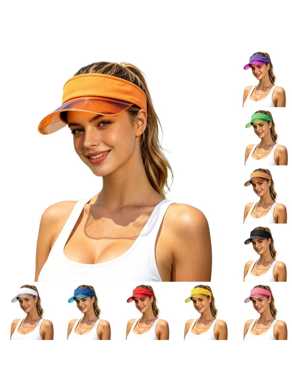 Transparent Brim Sun Visor Hat for Women, Adjustable Magic Tape, Lightweight UV Protection Summer Hat, 1 Piece, One Size