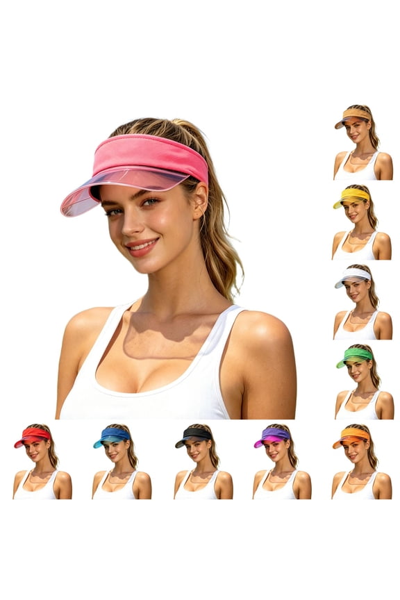 Transparent Brim Sun Visor Hat for Women, Adjustable Magic Tape, Lightweight UV Protection Summer Hat, 1 Piece, One Size
