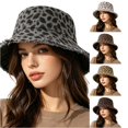 thumbnail image 1 of Jane Wardrobe Vintage Leopard Print Bucket Hat for Women, Frayed Brim Wide Brim UV Protection Summer Hat, 1 Piece, One Size, 1 of 4